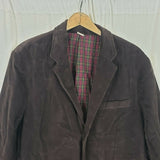 LL Bean Red Plaid Flannel Lined Chocolate Brown Corduroy Jacket Blazer Mens 44