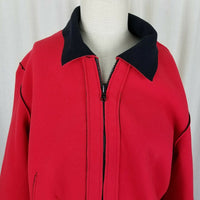 Maralyce Ferree Boutique Fleece Zip Pleated Jacket Womens L Maine USA Red Black