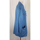 Vintage Powder Blue Canvas Deep Pile Fur Lined Winter Peacoat Coat Womens L 60s