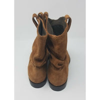 LL Bean Women's 9.5 M Slouch Ankle Boots Nubuck Cognac Suede Brushed Leather Tan