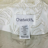 Chadwick's Petites Ivory Embossed Gold Metallic Floral Blazer Jacket Womens 10P