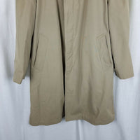 London Fog Trench Coat Deep Pile Faux Fur Removable Liner Mens 40R Vintage Khaki