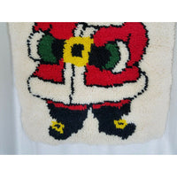 Vintage SANTA Claus Wool Latch Hook Christmas WALL HANGING Rug COMPLETED 21x26