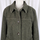 LL Bean Wool Full Button Up Shirt Jacket Lightweight Baird Barn Coat Womens L