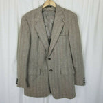 Vintage Doncaster Imperial Wool Herringbone Blazer Sport Coat Jacket Mens 44 Tan