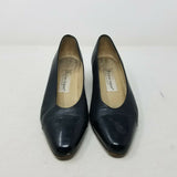 Etienne Aigner Ann Marie Black Leather Pumps Shoes Kitten Heels Low Womens 6.5M