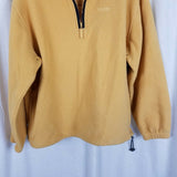 Vintage Izod Fleece 1/4 Zip Anorak Jacket Mens L Vented Armholes Yellow Gray