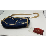 Etienne Aigner Denim Blue Jean Purse Crossbody Large Shoulder Bag Canvas Tan