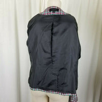 Talbots Houndstooth Plaid Wool Collarless Blazer Jacket Womens 16 Flap Pockets