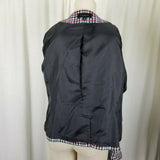 Talbots Houndstooth Plaid Wool Collarless Blazer Jacket Womens 16 Flap Pockets