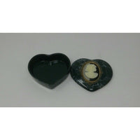 Cameo Heart Trinket Box by Mount Clemens Pottery Emerald Green Made In Japan