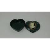 Cameo Heart Trinket Box by Mount Clemens Pottery Emerald Green Made In Japan