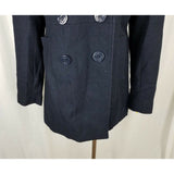 G.H. Bass Heritage Wool Double Breasted Trench Peacoat Coat Womens L Navy Blue
