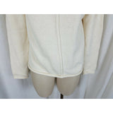Liz Claiborne Henley Knit Sweater Cotton Shawl Collar Funnel Neck Womens M Cream