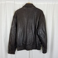 Vintage Scully Brown Pebble Leather Flight Bomber Jacket Mens XL Flannel Lined