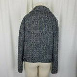 Gap Double Breasted Striped Mottled Tweed Wool Jacket Blazer Womens L Charcoal