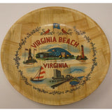 Vintage Virginia Beach Bamboo Bowls Souvenir Lighthouse Sailboat Flag Convention