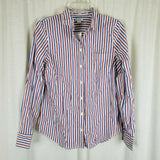 J.Crew Stretch Long Sleeve Pinstriped Stipe Button Down Up Shirt Top Womens S