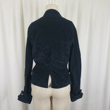 Live A Little Black Velvet Gothic Steampunk Military Band Jacket Womens M Gold