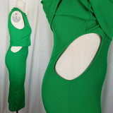 TopShop Cutout Sleeveless Stretch Midi Wiggle Dress Womens 4 Kelly Green Top