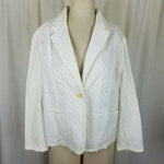 TALBOTS Woman 100% Cotton White Eyelet Lace Jacket Blazer Womens 16W Plus Size