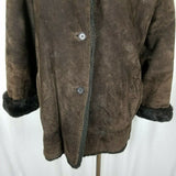 Jones New York Leather Faux Shearling Sherpa Berber Deep Pile Fur Peacoat M