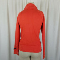 B by Burton Orange Funnel Neck Zip Up Sweatshirt Sweater Jacket Womens S Patches