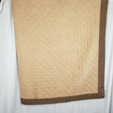 Vintage Quilted Microfiber Contrast Trim Throw Blanket 55x78 70's Brown Twin