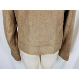 Chicos Embossed Gold Metallic Tapestry Moto Mandarin Bomber Jacket Womens 2 L