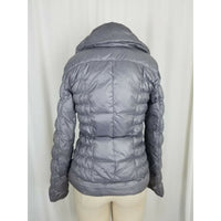 Kenneth Cole Quilted Down Puffer Parka Jacket Womens XS Silver Metallic Gray