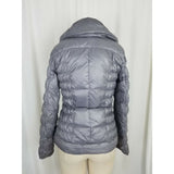 Kenneth Cole Quilted Down Puffer Parka Jacket Womens XS Silver Metallic Gray