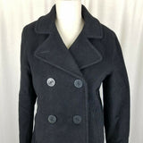 LL Bean Black Wool Insulated Double Breasted Peacoat Jacket Short Coat Womens 10