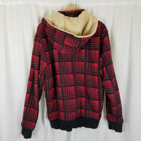 Kirra Buffalo Plaid Berber Fleece Lined Full Zip Up Hoodie Sweater Jacket Mens L