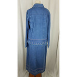 Denim & Co. 2 Piece Blue Jean Denim Skirt Shirt Jacket Outfit Set Suit Womens M