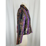 Coldwater Creek Boucle Tapestry Metallic Silk Wool Purple Jacket Womens PXS