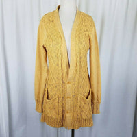 Evy's Tree The Chloe Curry Knit Long Sweater Cardigan Coat Womens L Coatigan