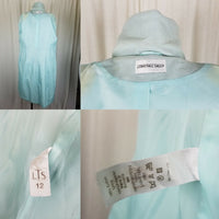 Long Tall Sally Cotton Summer Trench Coat Womens 12 Fitted Light Teal Blue Green