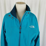 The North Face Fleece Lined Zip Up Microfiber Windbreaker Jacket Womens M Blue