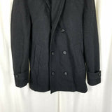 Pronto Uomo Double Breasted Black Plaid Wool Peacoat Jacket Coat Mens S Preppy