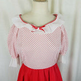 Square Dance Dress Jeri Bee Red Lace Ruffle Diamond Rockabilly Vintage Womens M