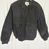 County Seat Black Leather Jacket Aviator Flight Bomber Mens L Full Zip