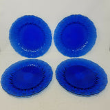 Set of 4 Avon Royal Sapphire Leaf Fan France Cobalt Blue 10 5/8" Dinner Plates