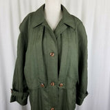 Nuage Long Anorak Raincoat Trench Coat Womens 12 Green Crosshatch Cape Top 126