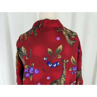 Tapestry Animals Elephants Giraffe Safari Zoo Print Tunic Blouse Top Womens M