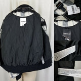 Forever 21 Contemporary Buffalo Plaid Mohair Wool Bomber Jacket Womens M Black