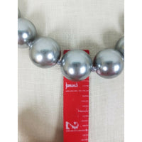 Single Strand Silver Metallic Faux Pearls Beads BEADED NECKLACE Choker Length