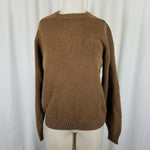 Lands End Direct Crew Neck Knit Sweater Womens M 10-12 Brown Japan Chocolate