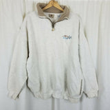 Vintage Habitat Textured Henley Funnel Neck Sweatshirt Jacket Mens XL Embroidery