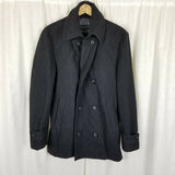 Pronto Uomo Double Breasted Black Plaid Wool Peacoat Jacket Coat Mens S Preppy