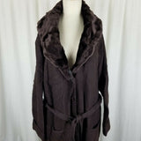 Jessica Holbrook Maxi Wool Fur Collar Cardigan Sweater Coatigan Womens 1X Plus